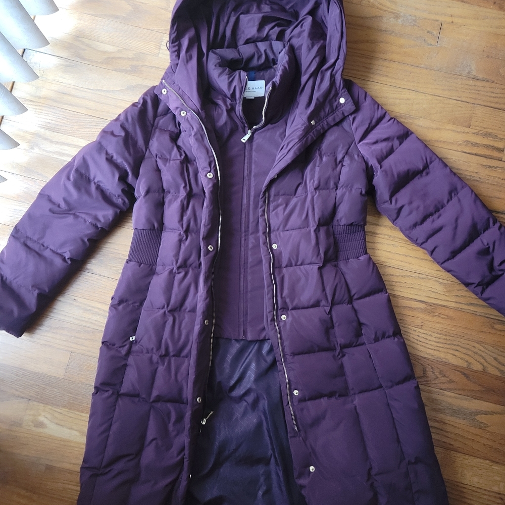 COLE HAAN Signature Maroon Winter Puffer Coat